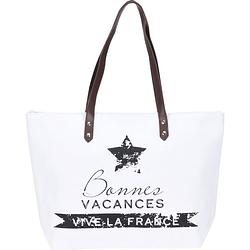 Foto van Strandtas vive la france wit 31 x 45 cm - strandtassen