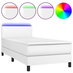 Foto van The living store boxspring bed - kunstleren bedframe 203x80x78/88 cm - inclusief pocketvering matras en led-strip