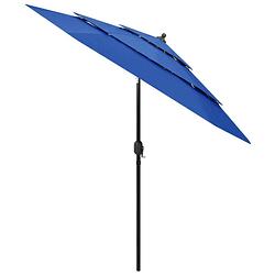 Foto van The living store 3-laagse parasol - azuurblauw - 250 x 229 cm (ø x h) - uv-beschermend polyester