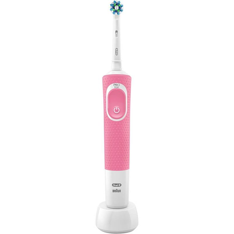 Foto van Oral-b elektrische tandenborstel vitality 100 roze - 1 poetsstand