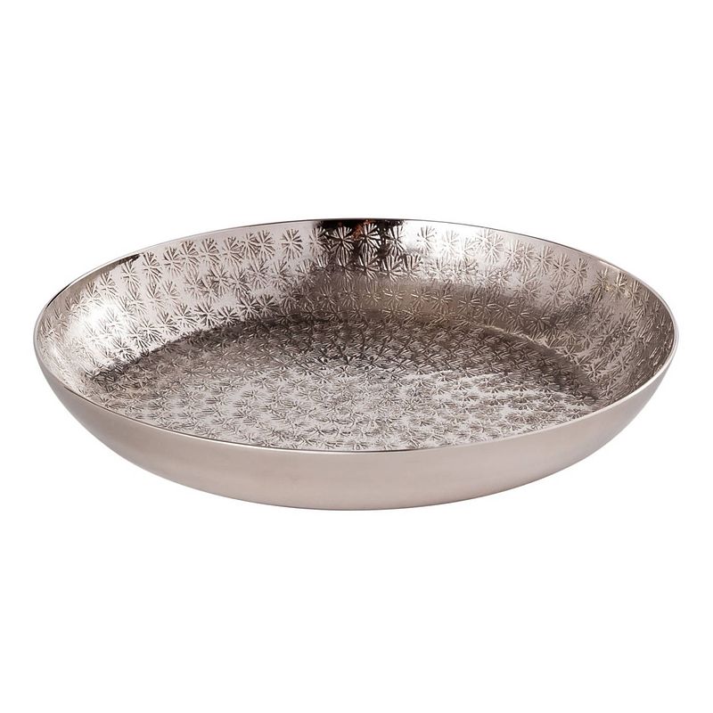 Foto van Parya home - decoratief dienblad 28 cm dienblad metalen kaarsenplateau rond - zilver - metaal