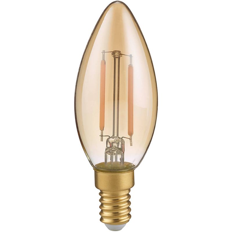 Foto van Led lamp - filament - trion kamino - e14 fitting - 2w - warm wit-2700k - amber - glas