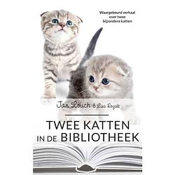 Foto van Twee katten in de bibliotheek