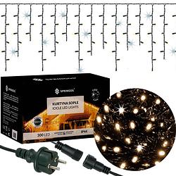 Foto van Ijspegel verlichting kerstverlichting buiten 12 m + 2.5 m snoer 300 led flash koppelbaar warm/koel wit