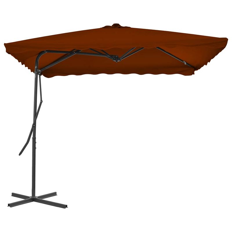 Foto van The living store parasol terracotta 250x250x230 cm - uv-beschermend polyester - 360 graden draaibaar - inclusief