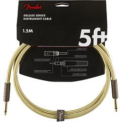 Foto van Fender deluxe cables instrumentkabel 1.5 m geel tweed