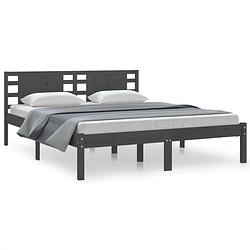 Foto van Vidaxl bedframe massief grenenhout grijs 160x200 cm