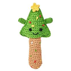 Foto van Moses rammelaar kerstboom 15 x 7,5 cm katoen/polyester groen