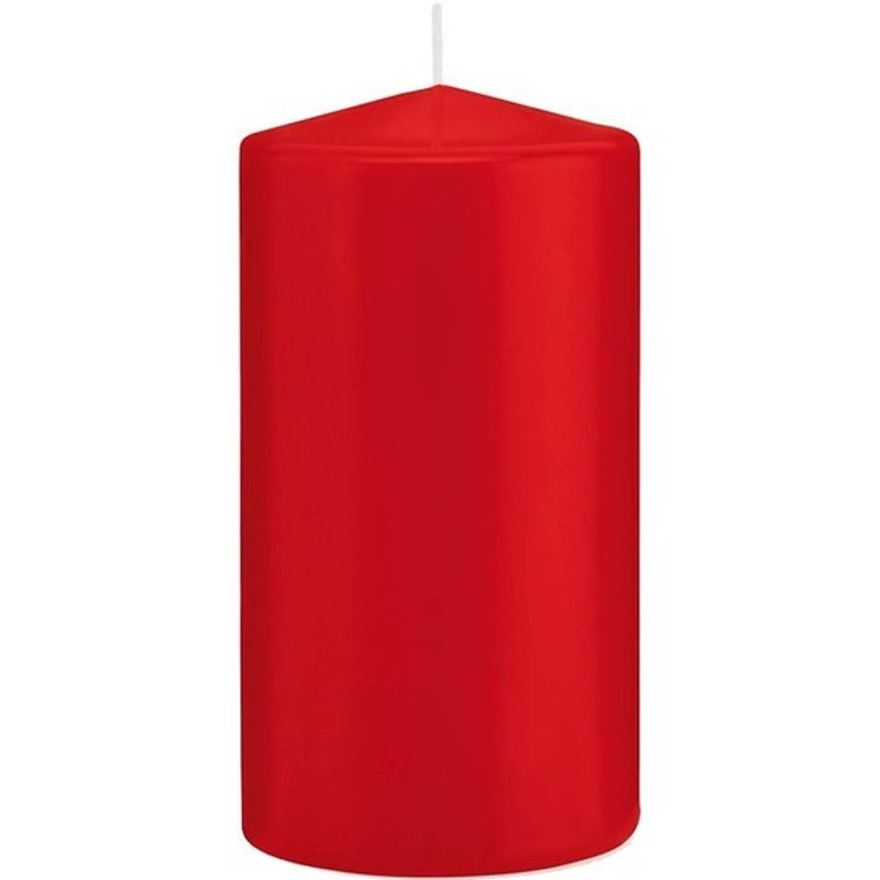 Foto van 1x kaarsen rood 8 x 15 cm 69 branduren sfeerkaarsen - stompkaarsen