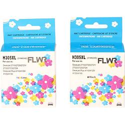 Foto van Flwr hp 305xl 2-pack zwart en kleur cartridge