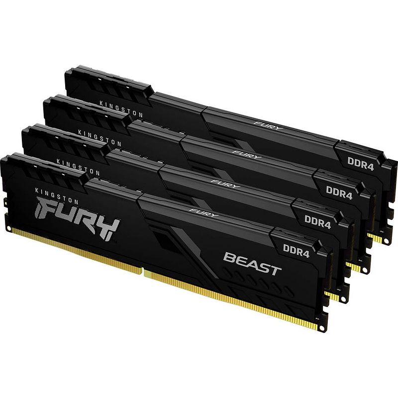 Foto van Kingston fury beast werkgeheugenset voor pc ddr4 8 gb 2 x 4 gb 3200 mhz 288-pins dimm cl16 kf432c16bbk4/16