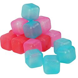 Foto van 18x plastic herbruikbare ijsklontjes/ijsblokjes gekleurd - ijsblokjesvormen