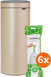 Foto van Brabantia touch bin 30 liter metallic gold + vuilniszakken (120 stuks)