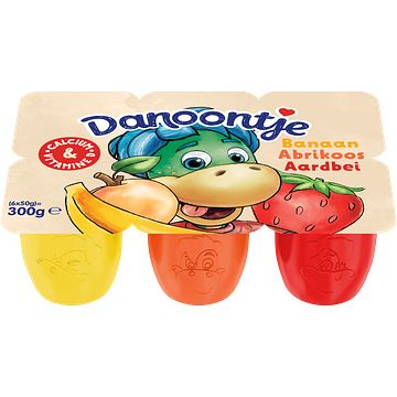 Foto van Danoontje kinder fruitkwark toetjes banaan, aardbei & abrikoos 6 x 50g bij jumbo