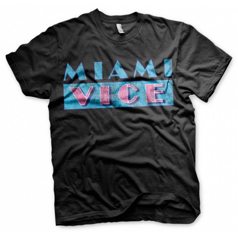 Foto van Jaren 80 verkleed thema miami vice t-shirt heren zwart m - feestshirts