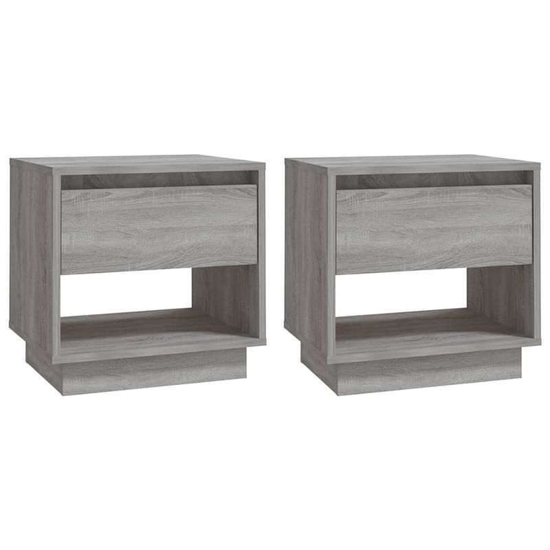 Foto van The living store nachtkastjes classic - bedkastjes - 45x34x44 cm - grijs sonoma eiken - 2 stuks