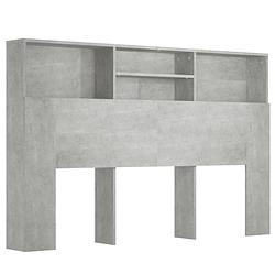 Foto van The living store wandhoofdbordkast - betongrijs - 160 x 19 x 103.5 cm - bewerkt hout