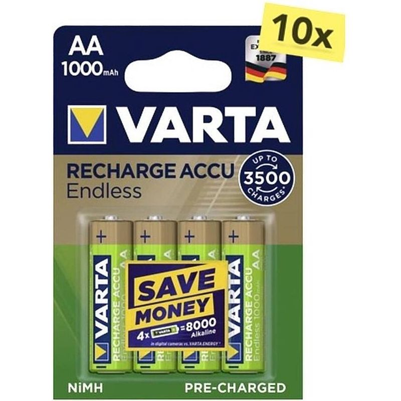 Foto van Varta oplaadbare aa batterij 1000 mah - 40 stuks