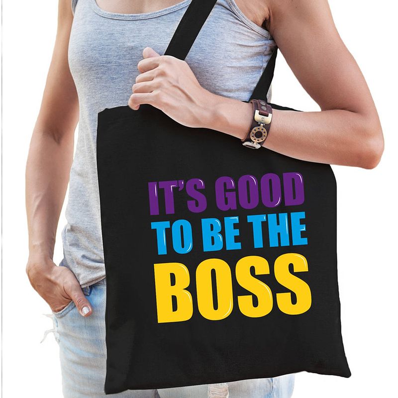 Foto van Its good to be the boss cadeau tas zwart voor dames - feest boodschappentassen