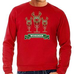 Foto van Bellatio decorations foute kersttrui/sweater heren - winedeer - rood - wijn - rendier - rudolf m - kerst truien