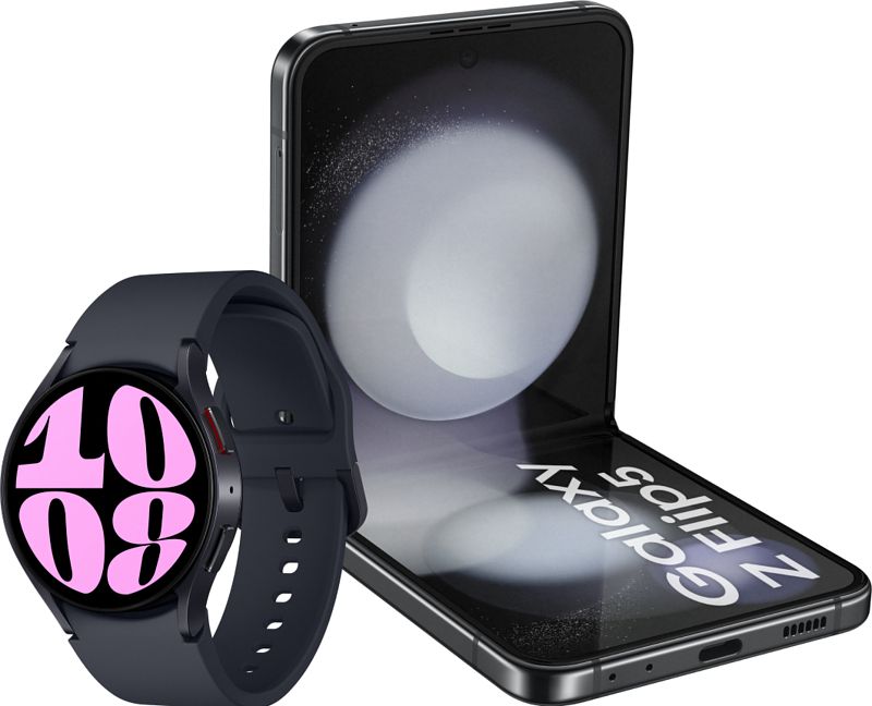 Foto van Samsung galaxy z flip 5 512gb zwart 5g + galaxy watch 6 zwart 40mm