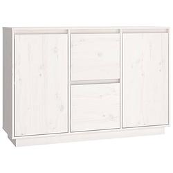 Foto van Vidaxl dressoir 111x34x75 cm massief grenenhout wit