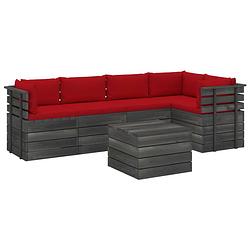 Foto van Vidaxl 6-delige loungeset met kussens pallet massief grenenhout