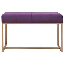 Foto van The living store halbankje purple velvet- 80x36x45cm -stabiele ijzeren poten