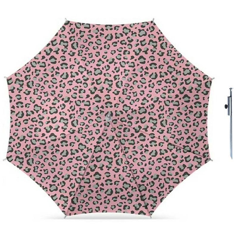 Foto van Parasol - luipaard roze print - d160 cm - incl. draagtas - parasolharing - 49 cm - parasols