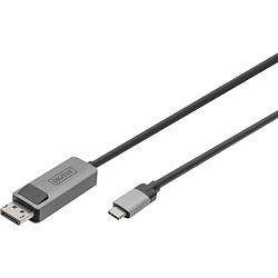 Foto van Digitus db-300334-010-s displayport / usb-c adapter [1x usb-c - 1x displayport stekker] zwart afgeschermd, rond 1 m