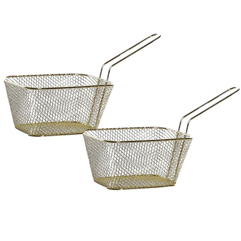 Foto van 4x stuks patat/snack serveermandjes/frietmandjes goud 24 cm - serveerschalen