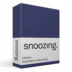 Foto van Snoozing - katoen - extra hoog - hoeslaken - 200x220 - navy