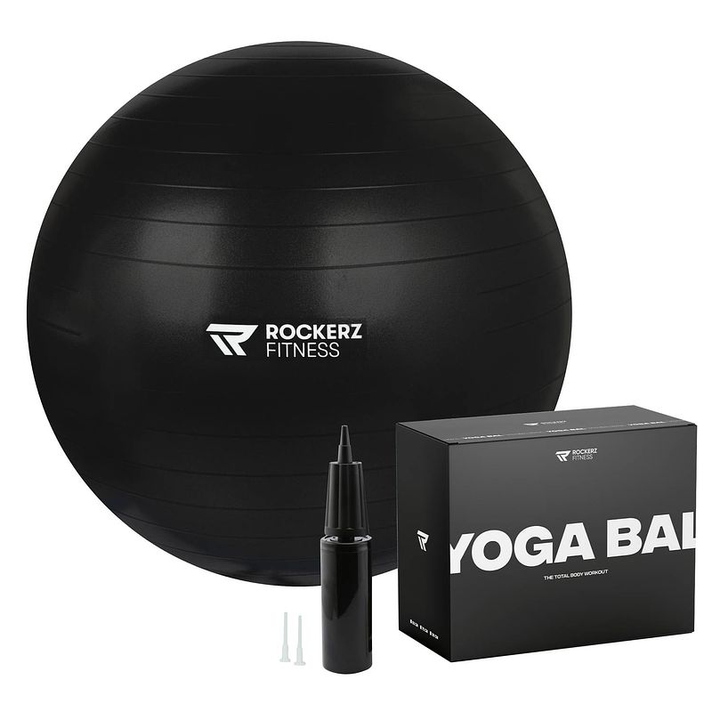 Foto van Fitness bal - yoga bal - gymbal - zitbal - 65 cm - kleur: zwart