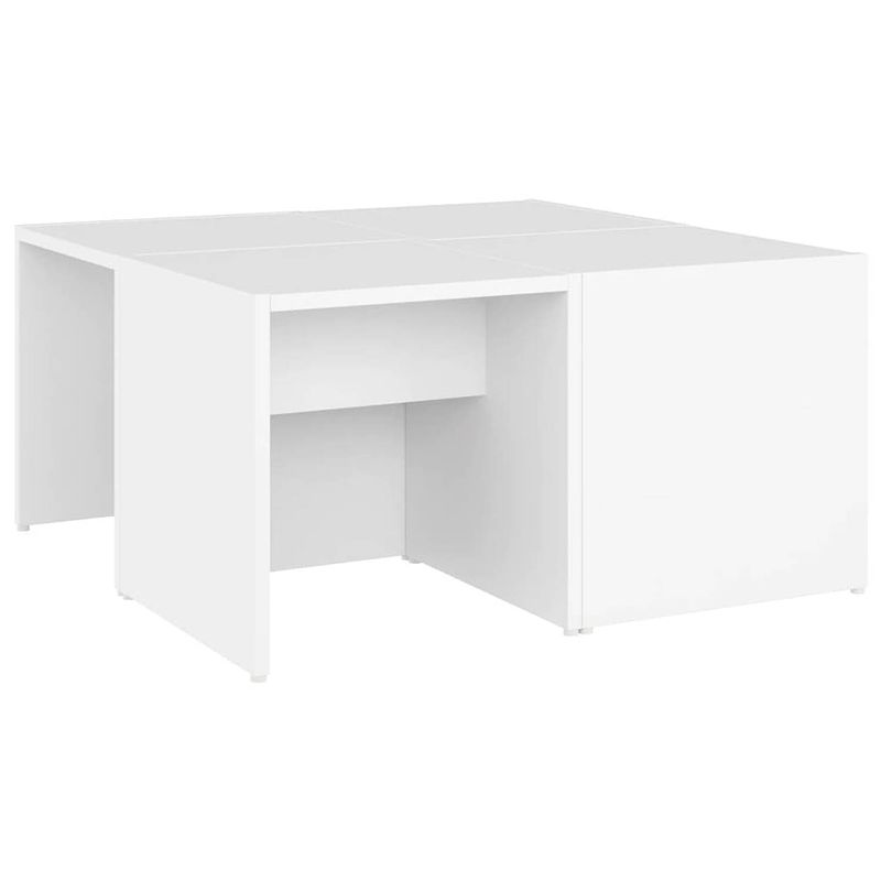 Foto van The living store salontafel set - wit - 66 x 66 x 33 cm - bewerkt hout