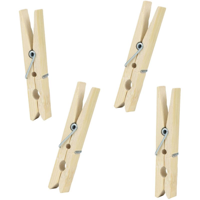 Foto van Urban living basic size wasknijpers - 24x - bamboe - 7 cm - knijpers