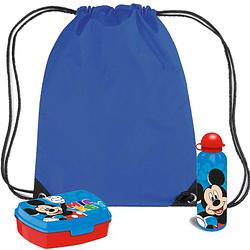 Foto van Disney mickey mouse lunchbox set voor kinderen - 3-delig - blauw - incl. gymtas/schooltas - lunchboxen