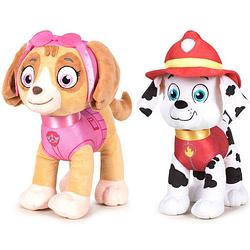 Foto van Paw patrol knuffels set van 2x karakters skye en marshall 27 cm - knuffeldier