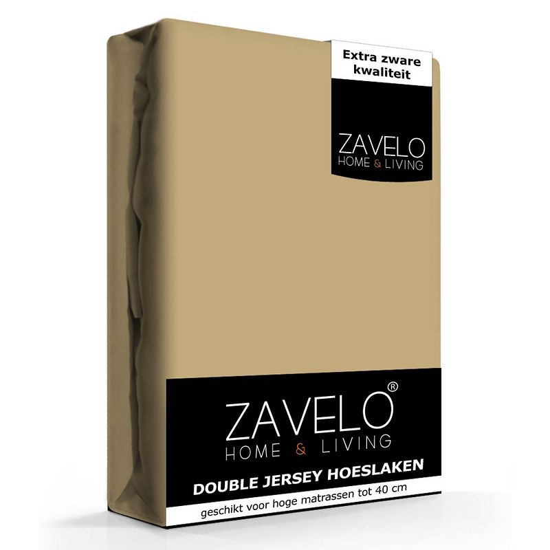 Foto van Zavelo double jersey hoeslaken taupe-1-persoons (90x200 cm)