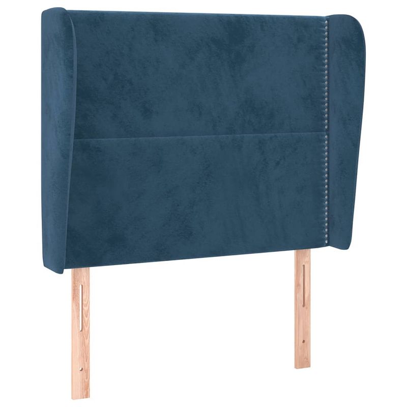 Foto van The living store hoofdbord fluwelen hoofdeind - 103 x 23 x 118/128 cm - donkerblauw