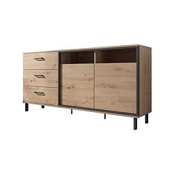 Foto van Meubella dressoir newby - eiken - antraciet - 165 cm