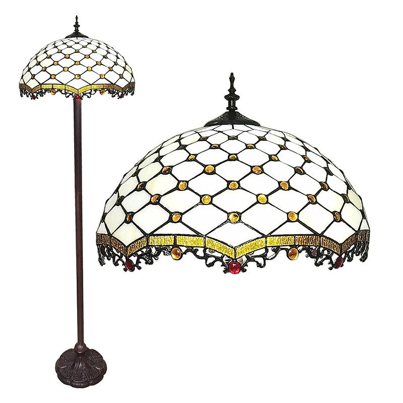 Foto van Haes deco - tiffany vloerlamp creme ø 45x166 cm e27/max 2x60w