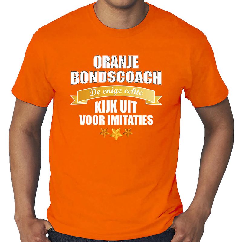 Foto van Grote maten oranje fan shirt / kleding holland de enige echte bondscoach ek/ wk voor heren 3xl - feestshirts