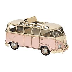 Foto van Clayre & eef decoratie miniatuur camper 26*11*13 cm roze metaal rechthoek pennenhouder decoratie modelauto roze