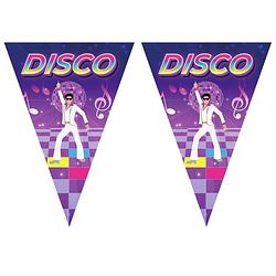 Foto van 3x stuks disco thema vlaggetjes slingers/vlaggenlijnen paars van 5 meter - vlaggenlijnen