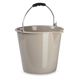 Foto van Huishoud schoonmaak emmer kunststof taupe 9 liter inhoud 30 x 26 cm - emmers