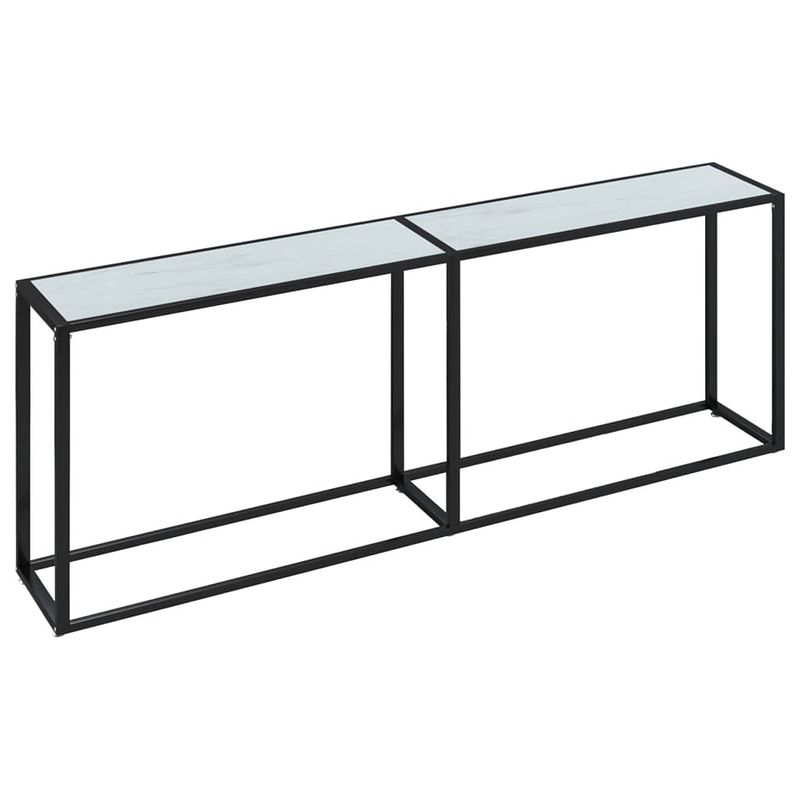 Foto van Vidaxl wandtafel 220x35x75,5 cm gehard glas witmarmerkleurig