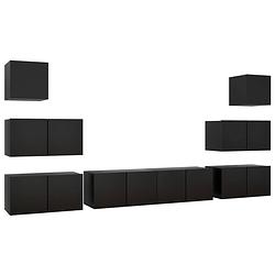 Foto van The living store tv meubelset - hangende tv kasten - spaanplaat - 60 x 30 x 30 cm - 2x 30.5 x 30 x 30 cm - zwart