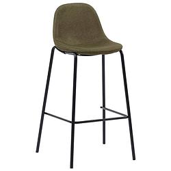 Foto van The living store barstoelen - bruin - 51 x 49 x 99 cm - stoffen bekleding - gepoedercoat metalen poten