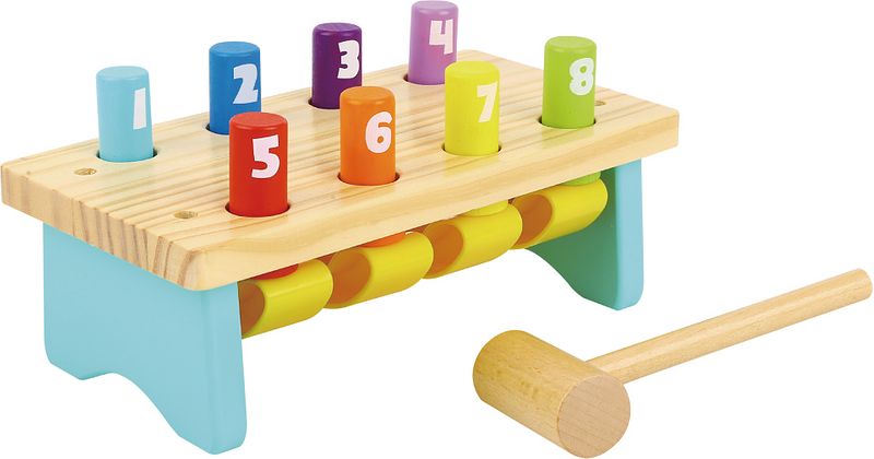 Foto van Tooky toy wooden knock bench houten speelgoed 12+ maanden 2 delig