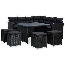 Foto van Vidaxl 6-delige loungeset met kussens poly rattan zwart